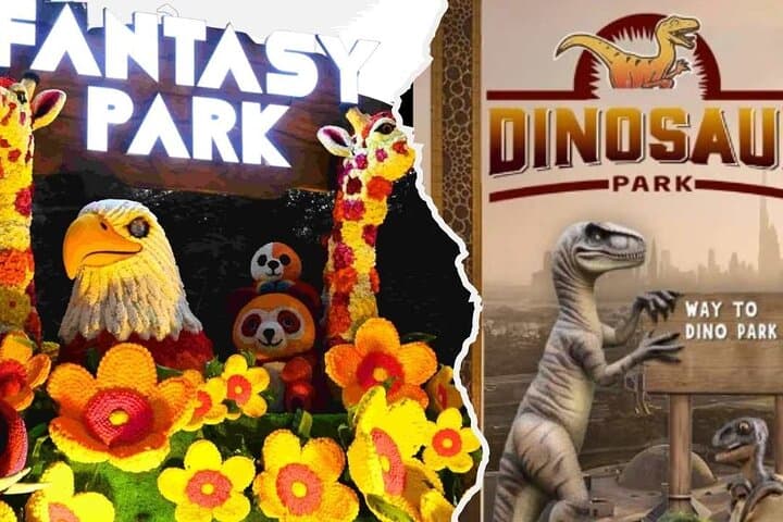 Exploring Dubai Garden Glow: Dinosaur Park, Fantasy Park & Night Lights