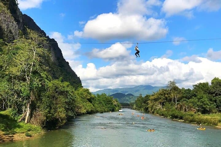 Vang Vieng Kayak and Zipline Day Trip to Blue Lagoon and Caves photo 3
