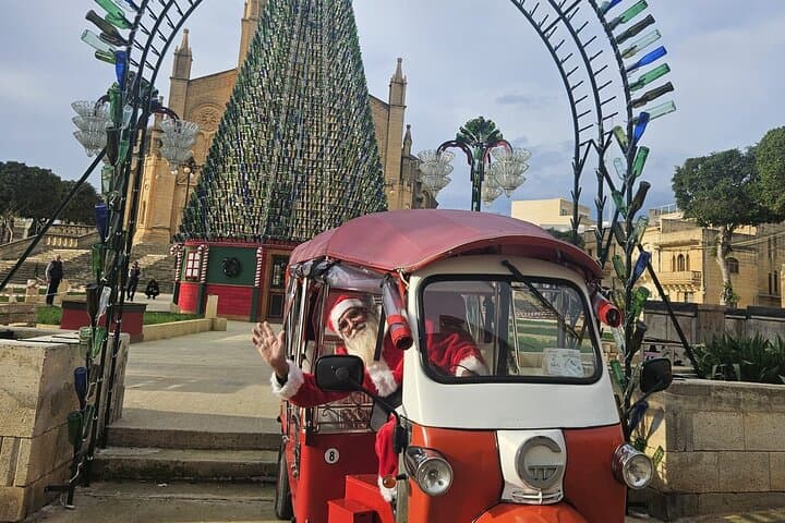 Gozo Christmas Tuk-Tuk & Jeep Evening Tour with Dinner