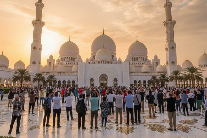 Sunset at Sheikh Zayed Grand Mosque: Private Evening Tour in Abu Dhabi photo 6