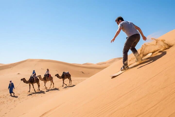 Agadir Sandboarding & Camel Trek at Tamri Dunes — Half-Day Adventure with Canyon BBQ