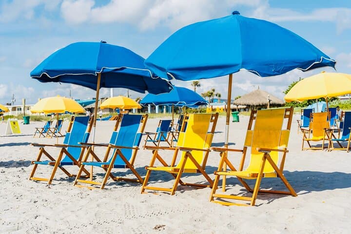 Cocoa Beach Chair & Umbrella Rentals — Shuttle, Food Hall Gift Card & Beach Comfort