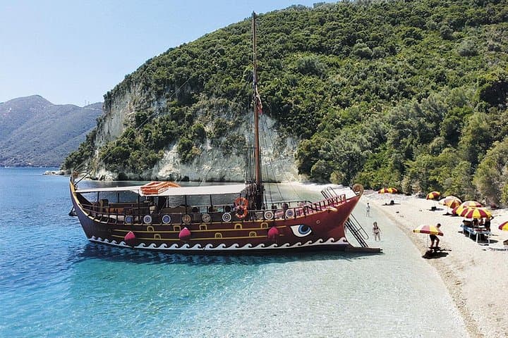 Sail a Replica Trireme from Lefkada: Odysseia Cruise to Papanikolis Cave & Skorpios photo 2