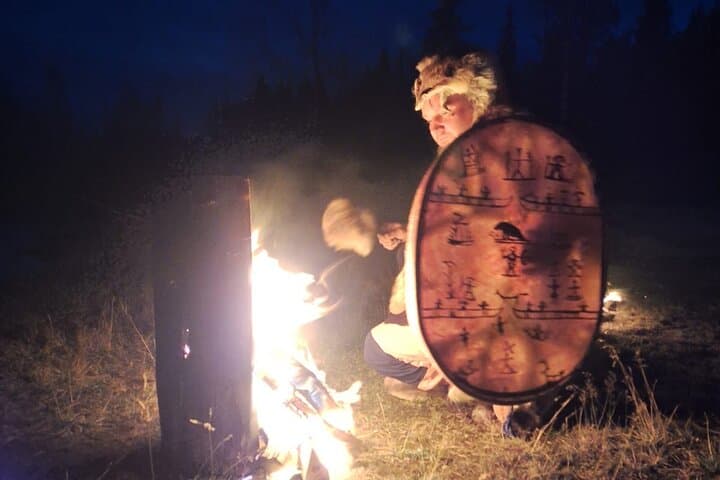 Shamanic Ceremonial Fire at Jurtta: Authentic Sami Blessing Near Levi