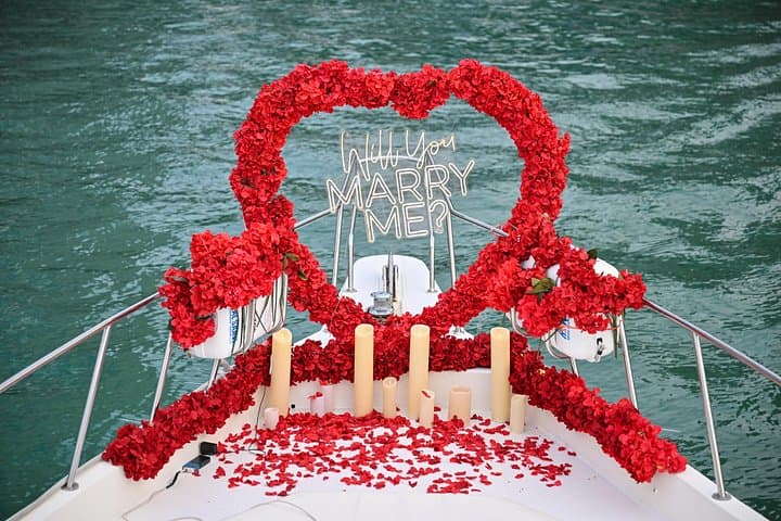Luxury Private Yacht Proposal in Dubai Marina — Romantic Sunset Cruise