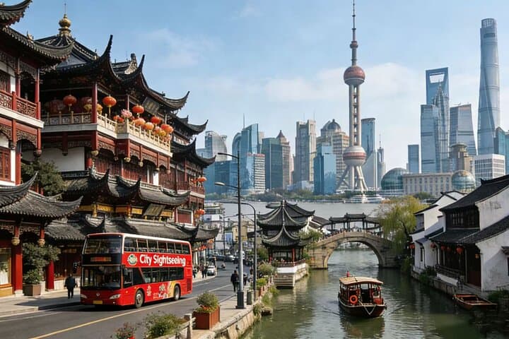 Shanghai Yu Garden, City God Temple & Zhujiajiao Water Town Day Tour with Hop-On Hop-Off