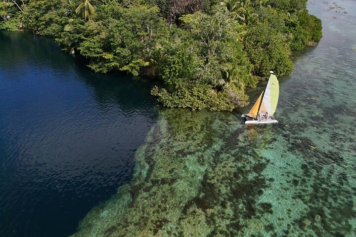 Private Eco Sailing Tour on Bacalar Lagoon — French-Speaking Catamaran Through Cenotes & Stromatolites photo 2