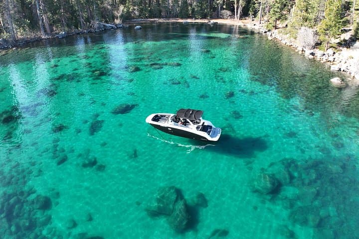 Clear Water Sunrise Cruise: Private Boat Tour to Emerald Bay, Lake Tahoe