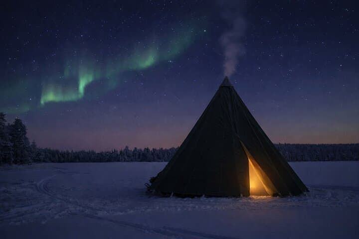 Evening Ice Fishing at Niesikivalo: Arctic Burbot Night Experience near Rovaniemi