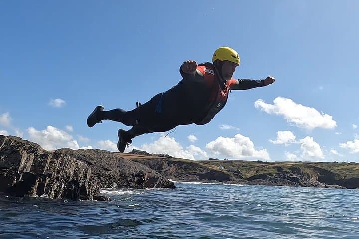 Coasteering Near Tenby: Lydstep Cliff Jumps & Sea Cave Adventure