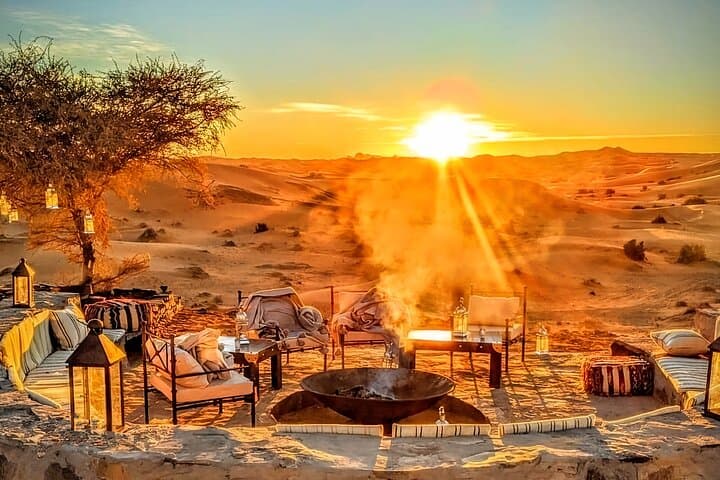 Agafay Desert Camel Ride at Sunset with Berber Dinner & Fire Show from Marrakech