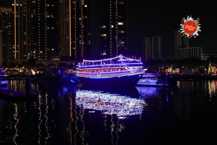 Dubai Canal Dhow Cruise Dinner with Burj Khalifa Views: Luxury Night Cruise & Live Shows