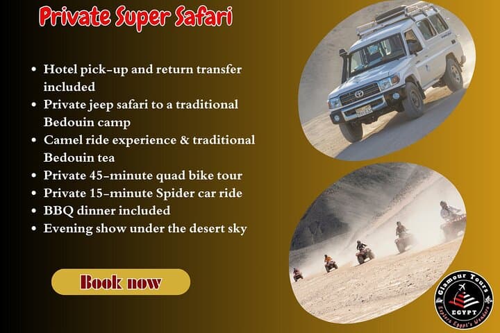 Hurghada Private Jeep Safari: Quad Bikes, Spider Buggy & Bedouin Camp Dinner