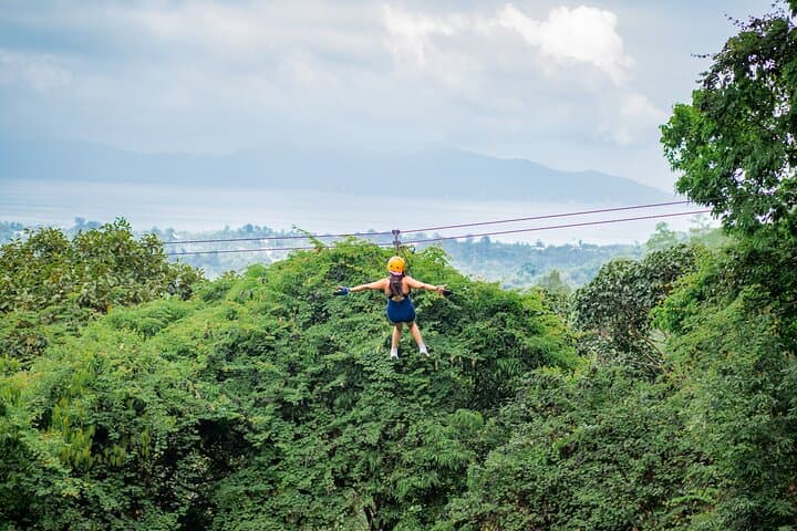 Koh Samui Tree Bridge Zipline: Canopy Tour Over Rainforest & Waterfall Views