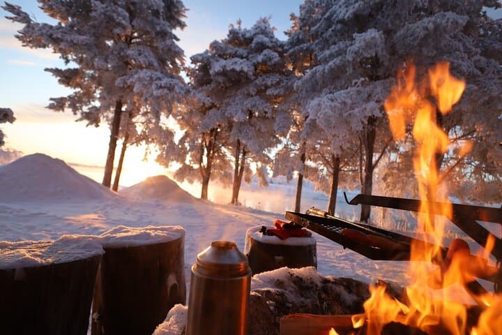 Ice Fishing & Winter BBQ in the Finnish Wilderness — Snowshoe to a Rovaniemi Lake