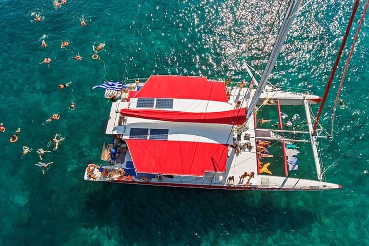 Santorini Catamaran Cruise with BBQ, Hot Springs & Snorkel — Skip the Cable Car photo 4