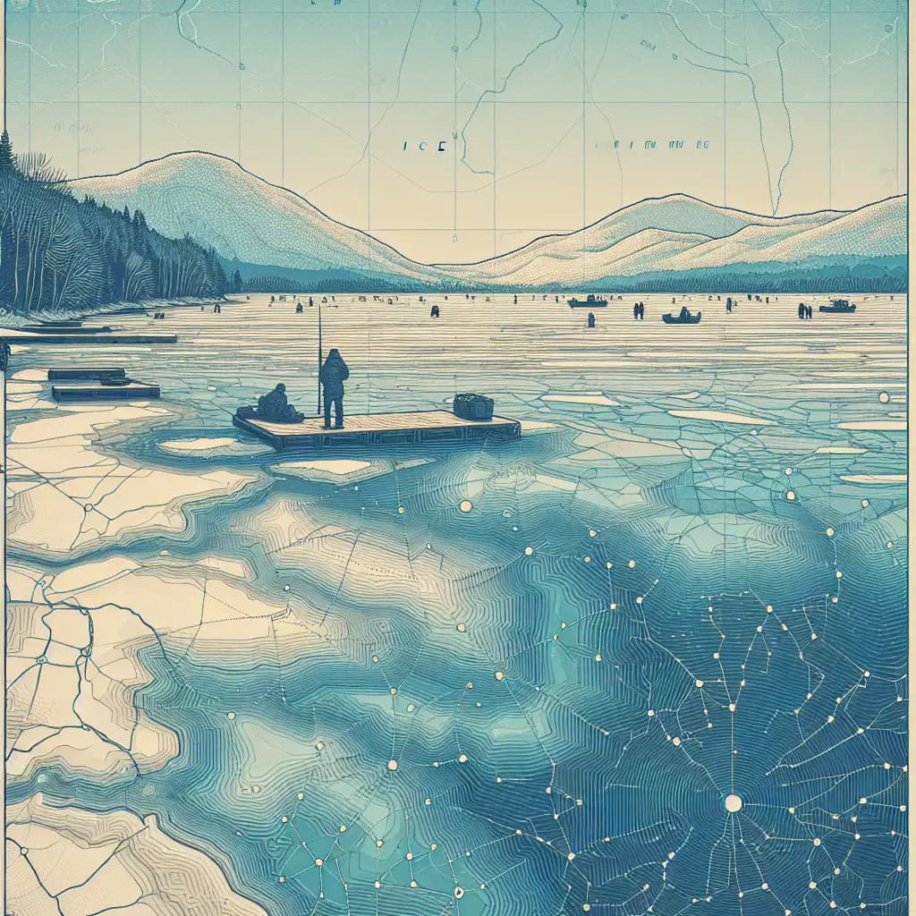 Ice Fishing on Lake Cochituate in Boston