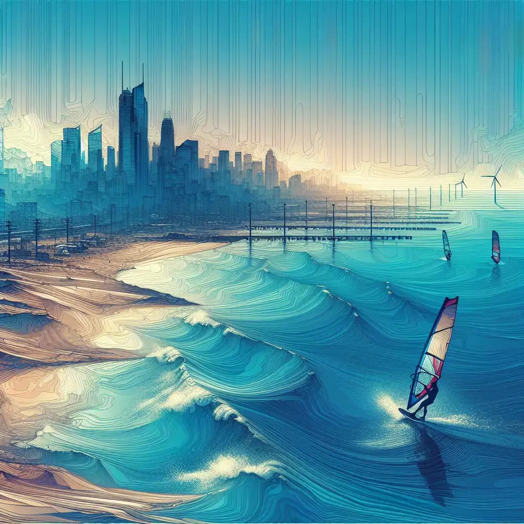 Wind Surfing at Pleasure Bay in South Boston