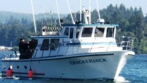 Graciejack fishing boat at sea, Yaquina Bay charter vessel
