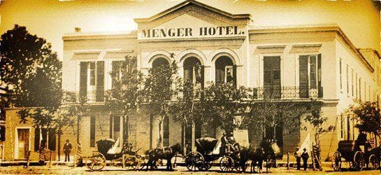 Historic Menger Hotel vintage facade on San Antonio ghost tour route