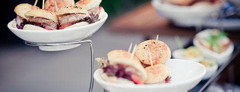 Mini sliders and appetizers on tray, Knoxville tasting tour