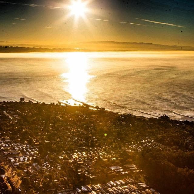 Sunset over Santa Cruz coastline, scenic ocean vista