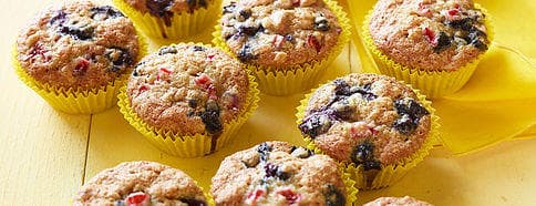 Berry muffins on yellow board, Knoxville culinary walking tour