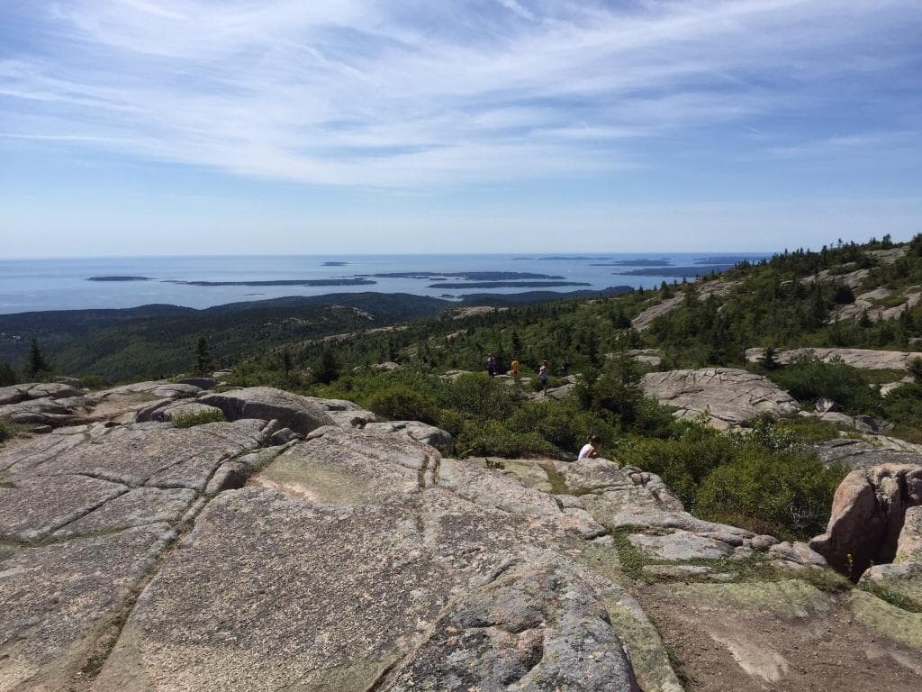 Granite coastal summit view overlooking ocean islands and bays