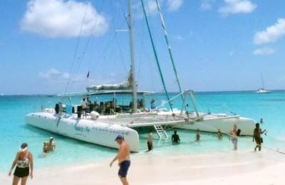 Catamaran cruise on turquoise Caribbean waters in Puerto Rico