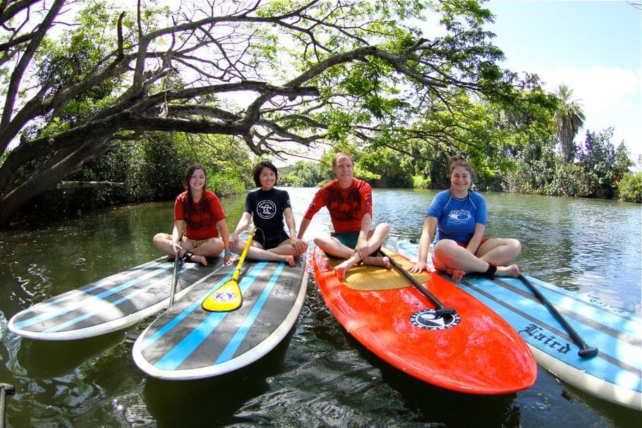 Beginner SUP Lesson at Uncle Bryan's Sunset Suratt Surf Academy in Haleiwa