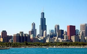 Chicago skyline over Lake Michigan for scenic city tours