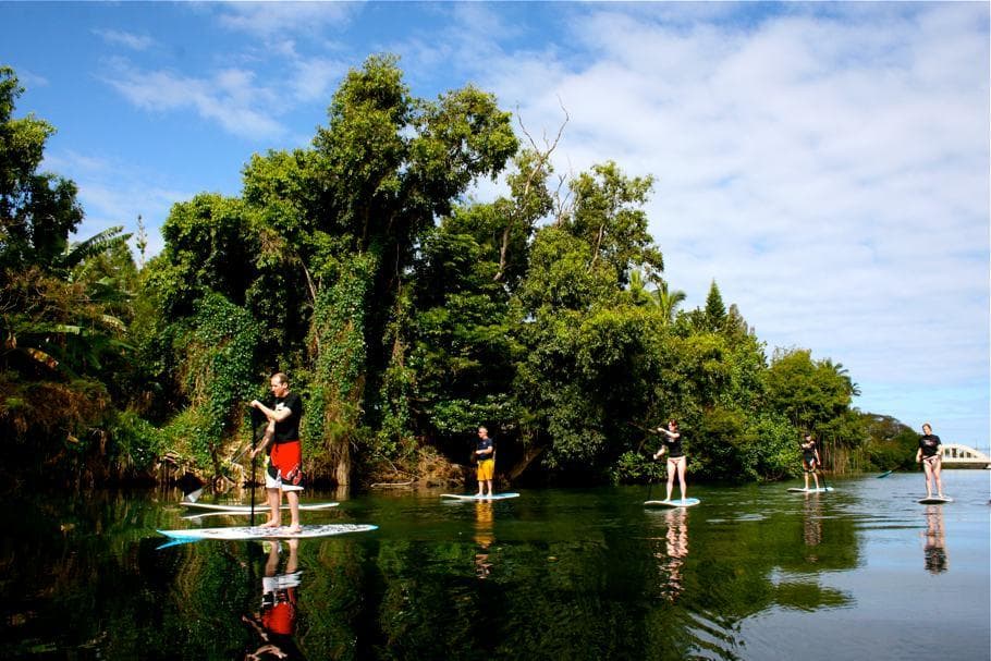 Stand-Up Paddleboarding with Uncle Bryan's Sunset Suratt Surf Academy in Haleiwa