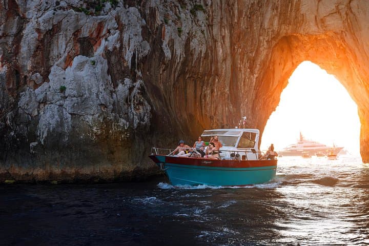 Capri Sunset Escape: Evening Gozzo Boat Tour from Sorrento