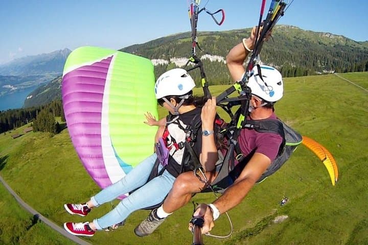 Soar Over Lombardy: Tandem Paragliding Flight from Bergamo