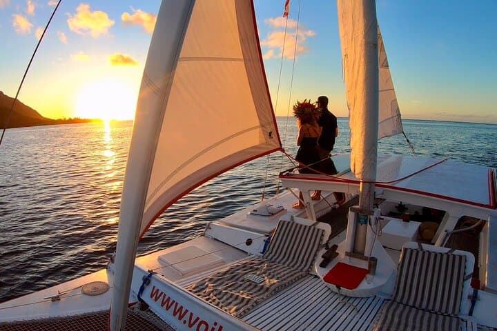 Sunset Sailing on Taboo: Private Catamaran Cruise Around Moorea