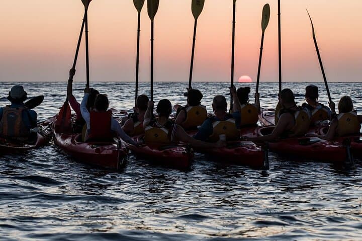 Santorini Sunset Sea Kayak and Dinner — Explore Red, White & Black Beaches photo 2