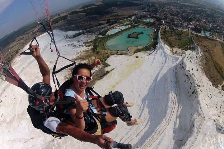 Soar Over Pamukkale: Tandem Paragliding Above the White Cliffs photo 4