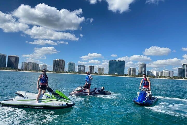 Speed Through Biscayne Bay: Miami Jet Ski Adventure with Boat Transfer
