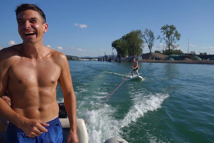Hydrofoil and Surfing on the Rhine: Foiling Behind a Basel Motorboat photo 4