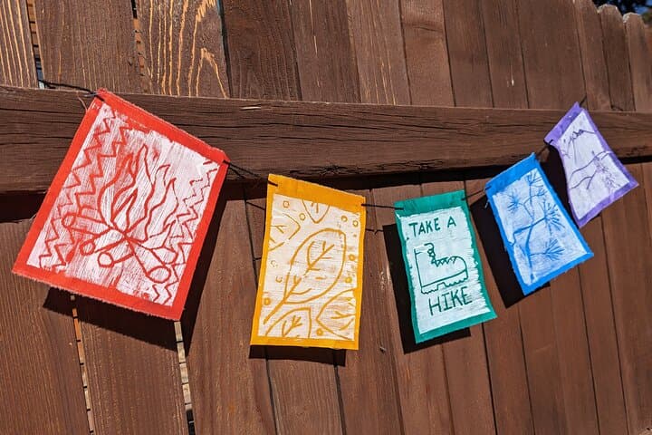 Printmaking Pennant Flags Art Kit in Estes Park — Riverwalk Fabric Printing Class
