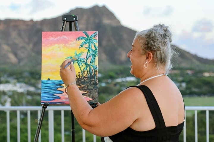 Waikiki Sunset Paint Party: Hawaiian-Style Guided Canvas Experience