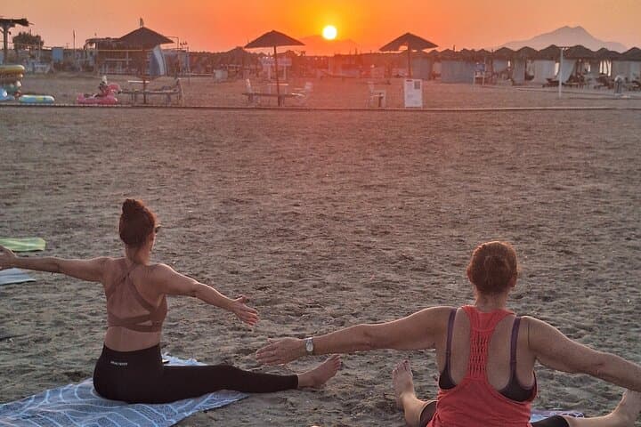 Sunset Pilates on Tigaki Beach, Kos — Beach Pilates at Golden Hour