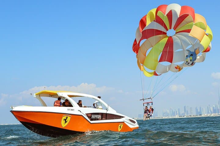 Parasailing Over Dubai’s Wonders: Burj Al Arab & Palm Views