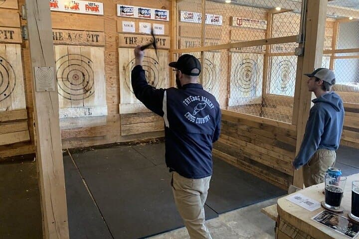 Aim High in Portland: Axe Throwing and Two-Brewery Van Tour in Old Port