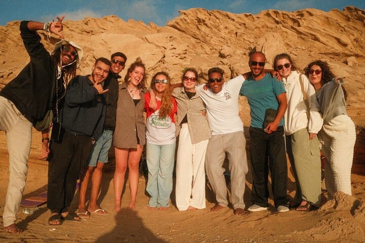 Timlaline Dunes Sandboarding from Taghazout: Sunset Tea & Coastal Views