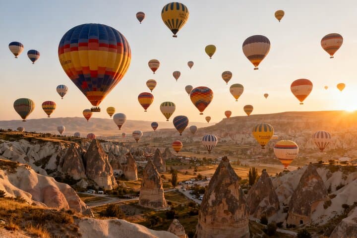 Dawn Over Cappadocia: First-Flight Hot Air Balloon Experience from Göreme
