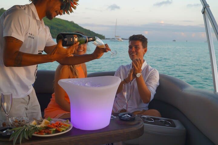 Private Sunset Bar Boat in Bora Bora — Champagne Cruise on a Luxury Pontoon photo 2