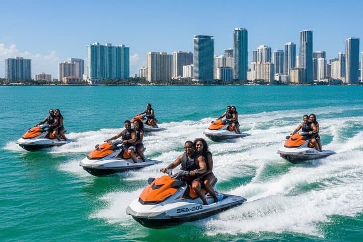 Speed Through Biscayne Bay: Miami Jet Ski Adventure with Boat Transfer photo 2