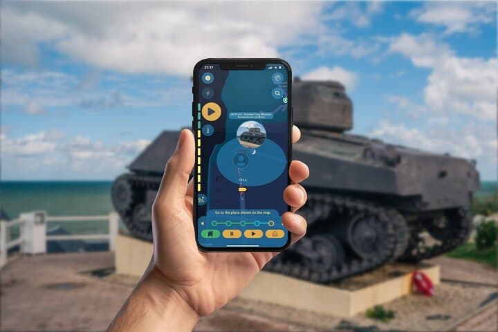 Allied Landing GPS Walking Tour — Arromanches Mulberry Harbour Mobile Game photo 2