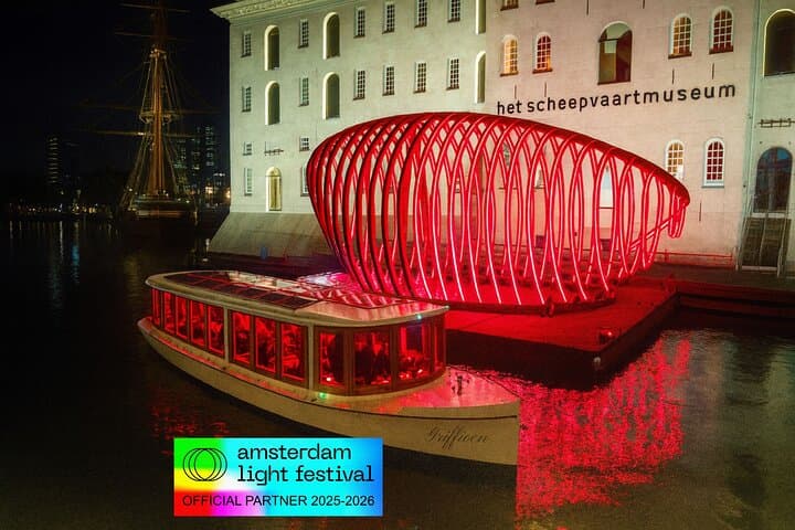 Amsterdam Light Festival Canal Cruise: Saloon Boat, Hot Drinks & Stroopwafel photo 1